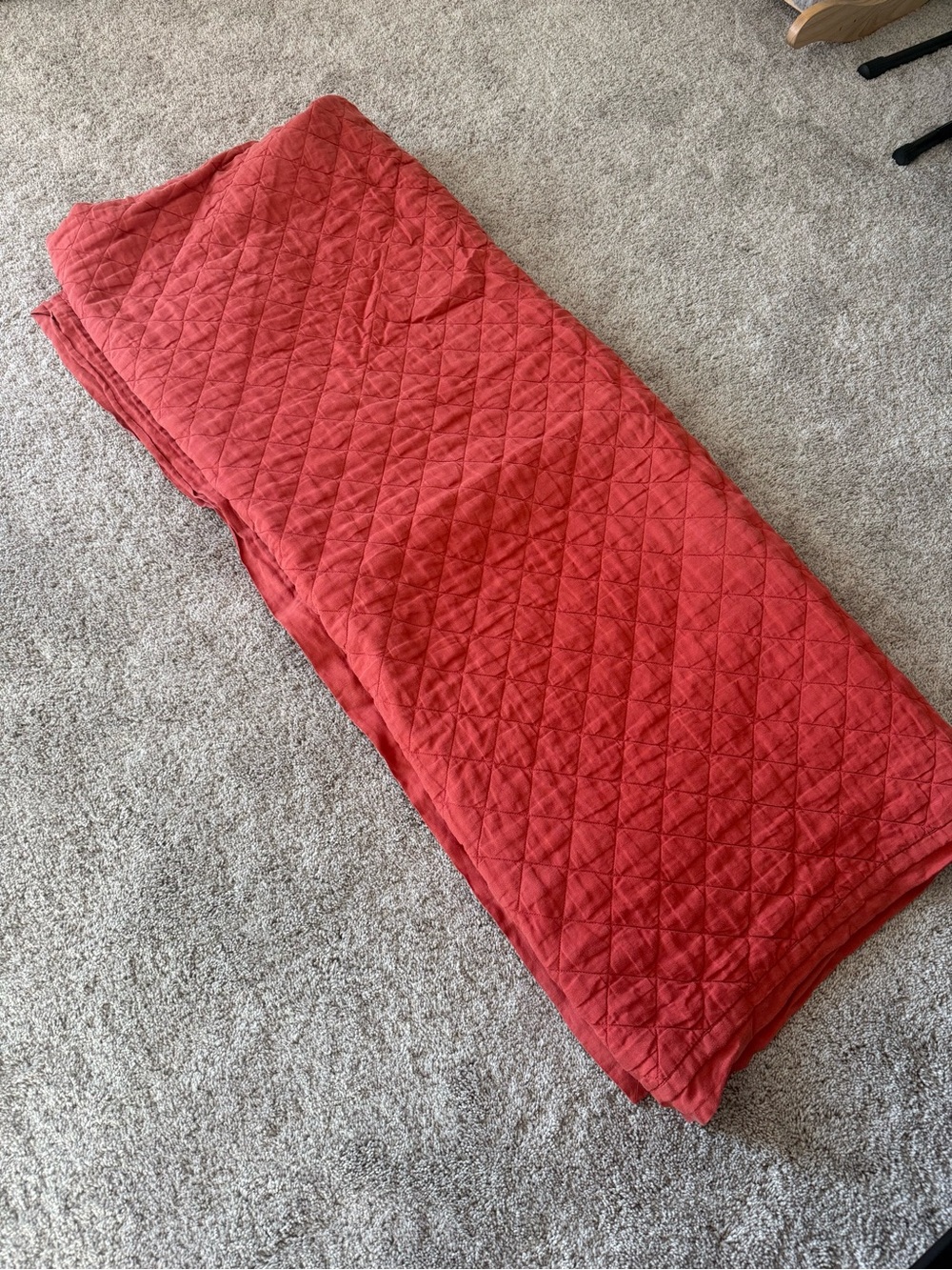 Pottery Barn Belgian Flax Linen Diamond Quilt King/Cal King – Rust Red